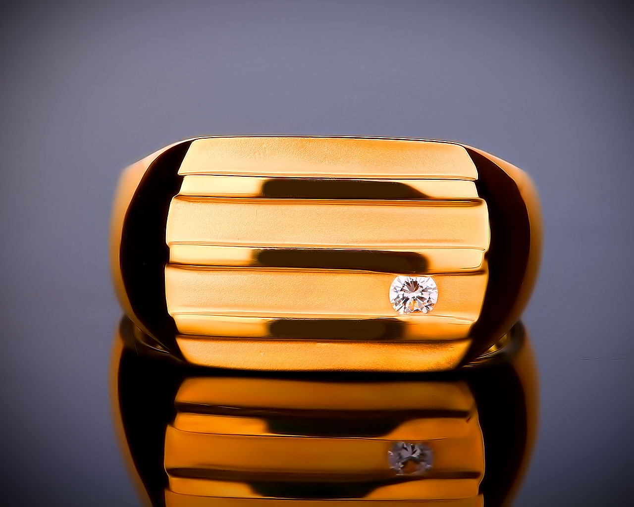 Итальянское мужское золотое кольцо с бриллиантом 190217/6