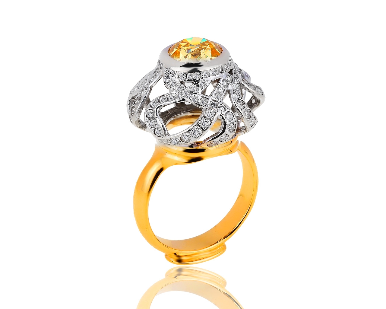 Завораживающее золотое кольцо с цитрином и бриллиантами 1.51ct 210217/4