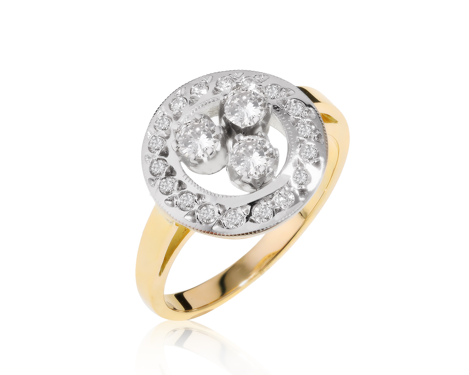 Красивое золотое кольцо с бриллиантами 0.69ct СССР 150522/5