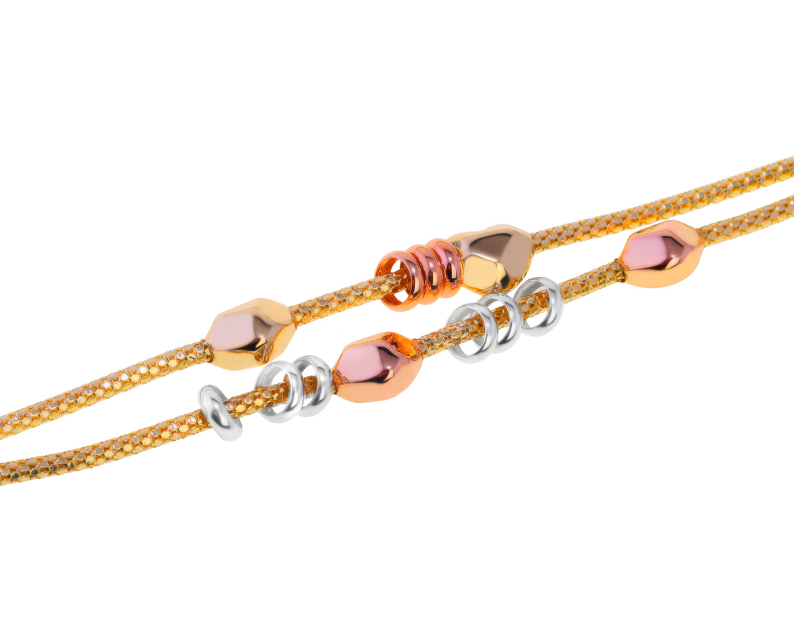 Модный золотой браслет с разноцветными шармами