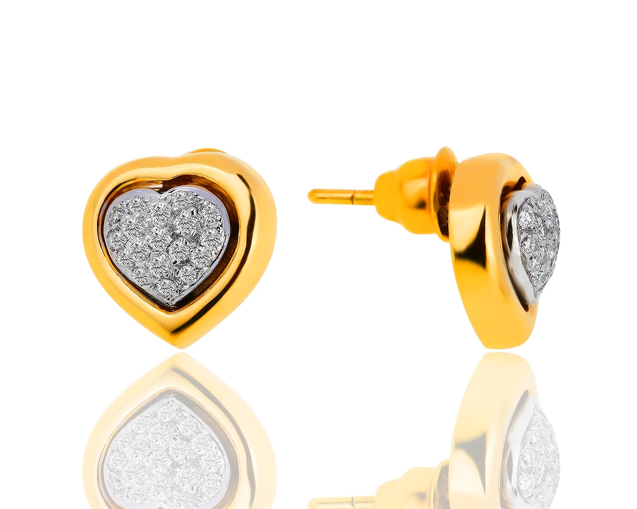 Романтичные золотые серьги с бриллиантами 0.42ct