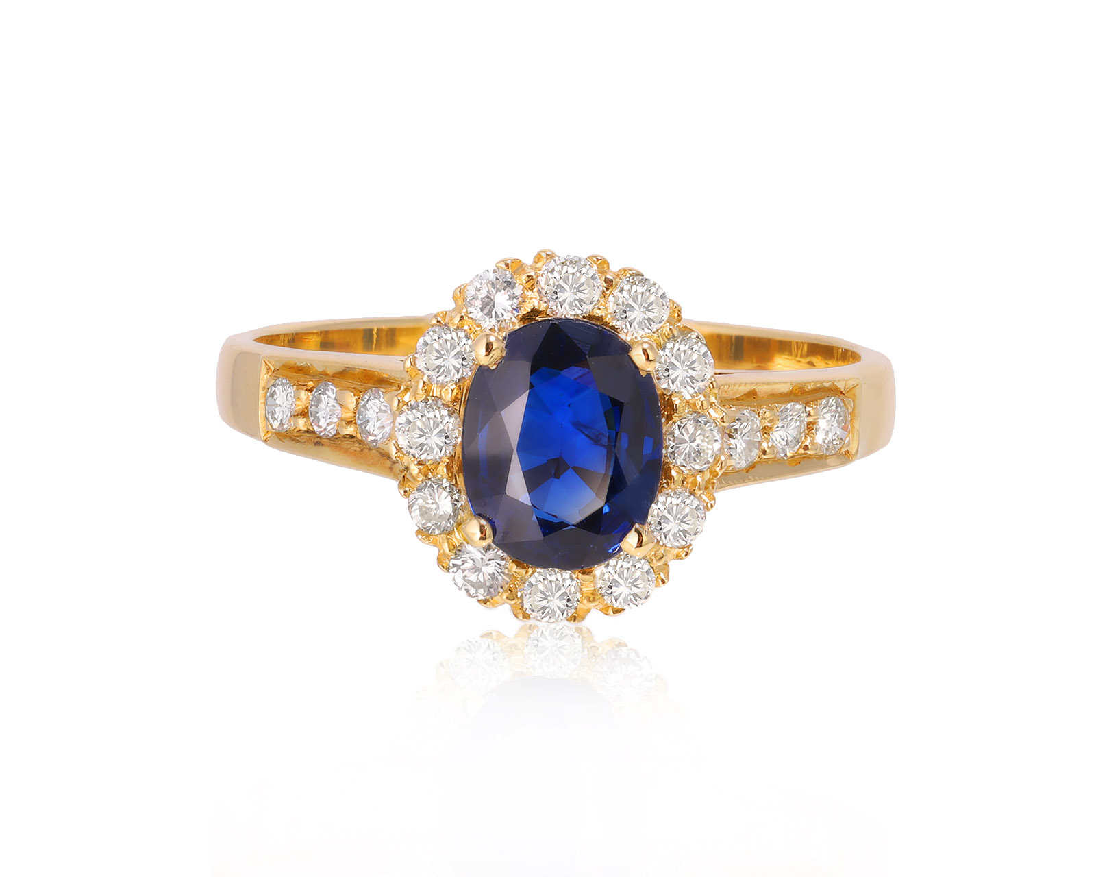 Золотое кольцо с сапфиром 1.01ct и бриллиантами 0.31ct 211224/1