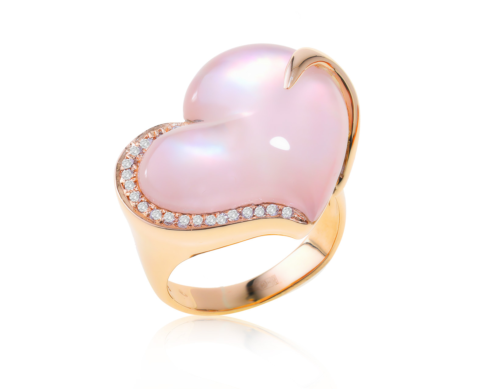 Романтичное золотое кольцо с розовым кварцем 12.00ct