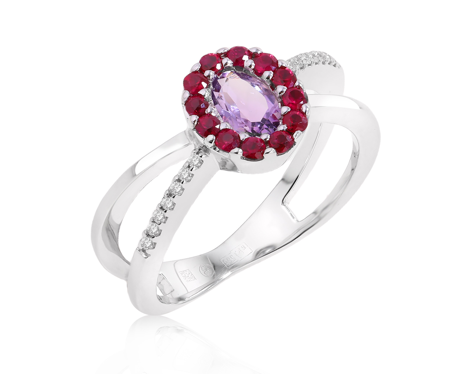 Золотое кольцо с аметистом 0.45ct и рубинами 0.36ct 080825/21 Золотое кольцо с аметистом 0.45ct и рубинами 0.36ct 080825/21