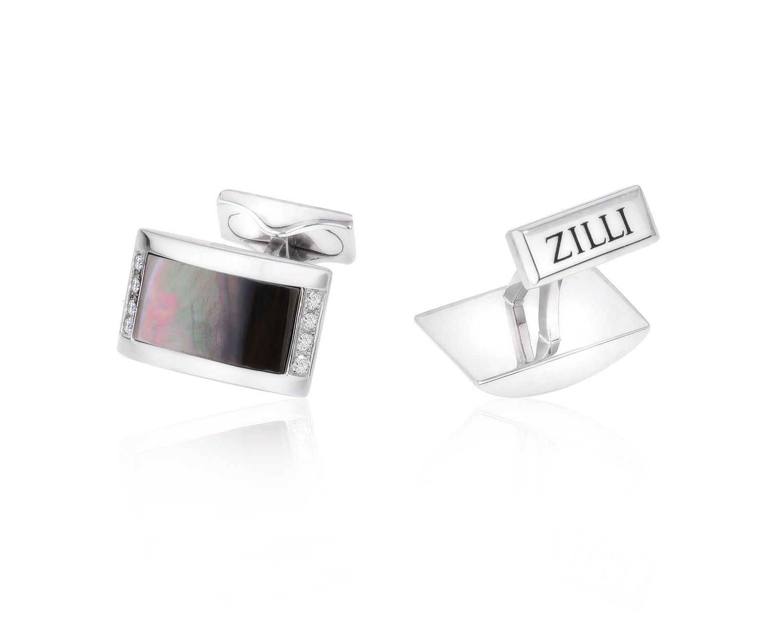 Оригинальные золотые запонки с перламутром 2.30ct Zilli