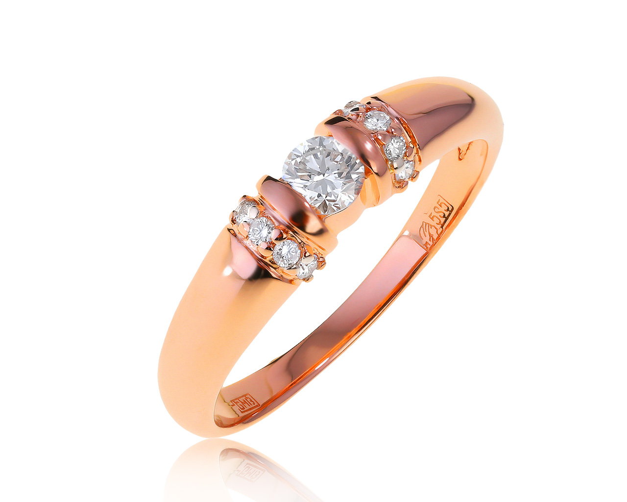 Изящное золотое кольцо с бриллиантами 0.31ct