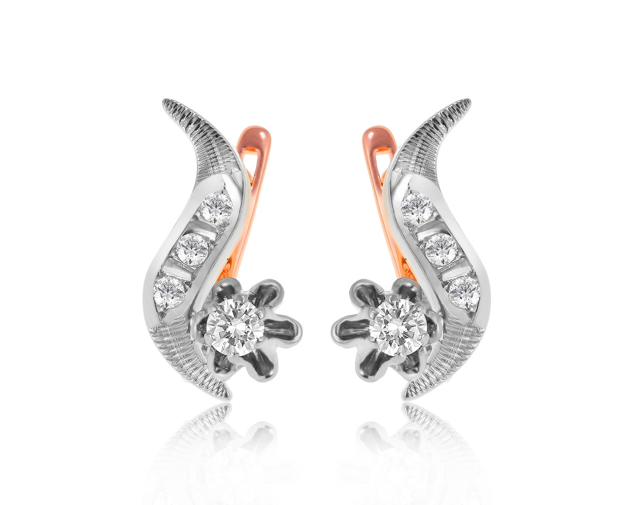 Винтажные золотые серьги с бриллиантами 0.57ct СССР 280321/1