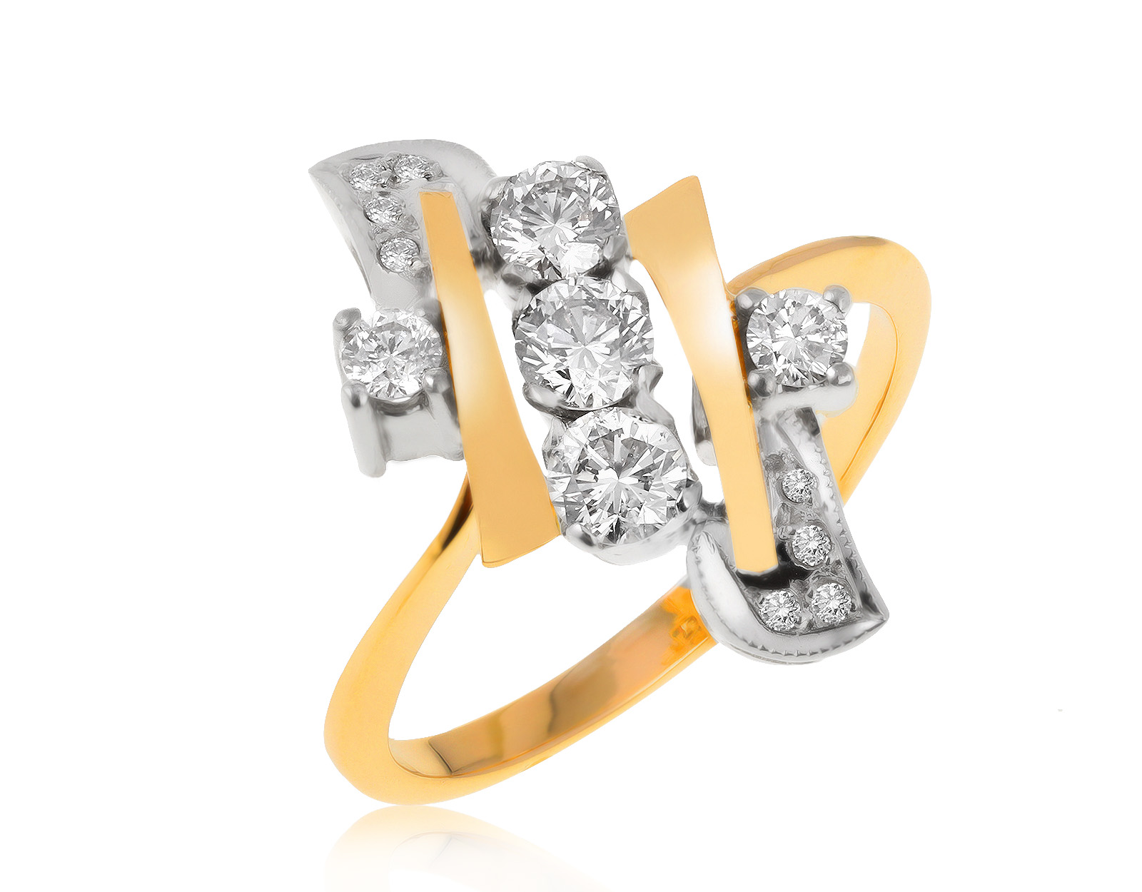 Винтажное золотое кольцо с бриллиантами 0.95ct СССР