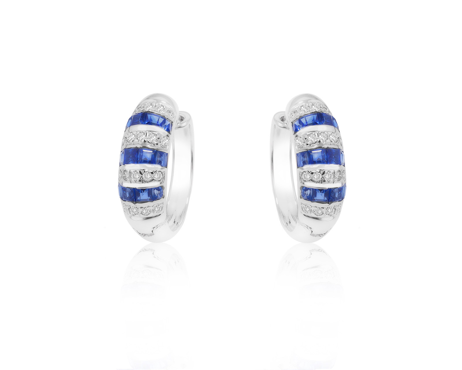 Золотые серьги с сапфирами 1.20ct и бриллиантами 0.18ct 260524/6