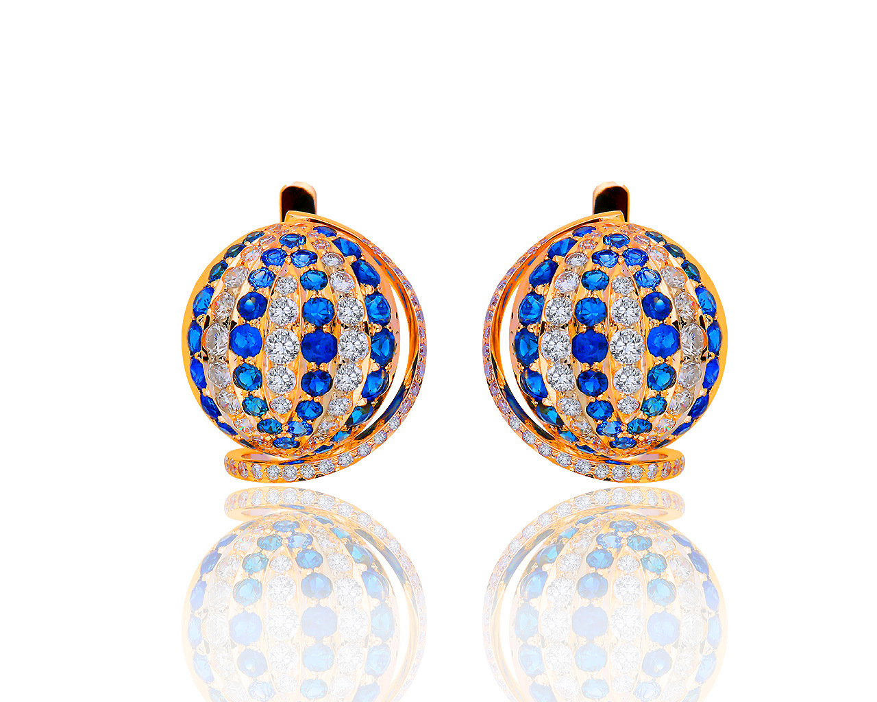 Изумительные золотые серьги с бриллиантами 1.74ct и сапфирами 2.11ct 230719/5