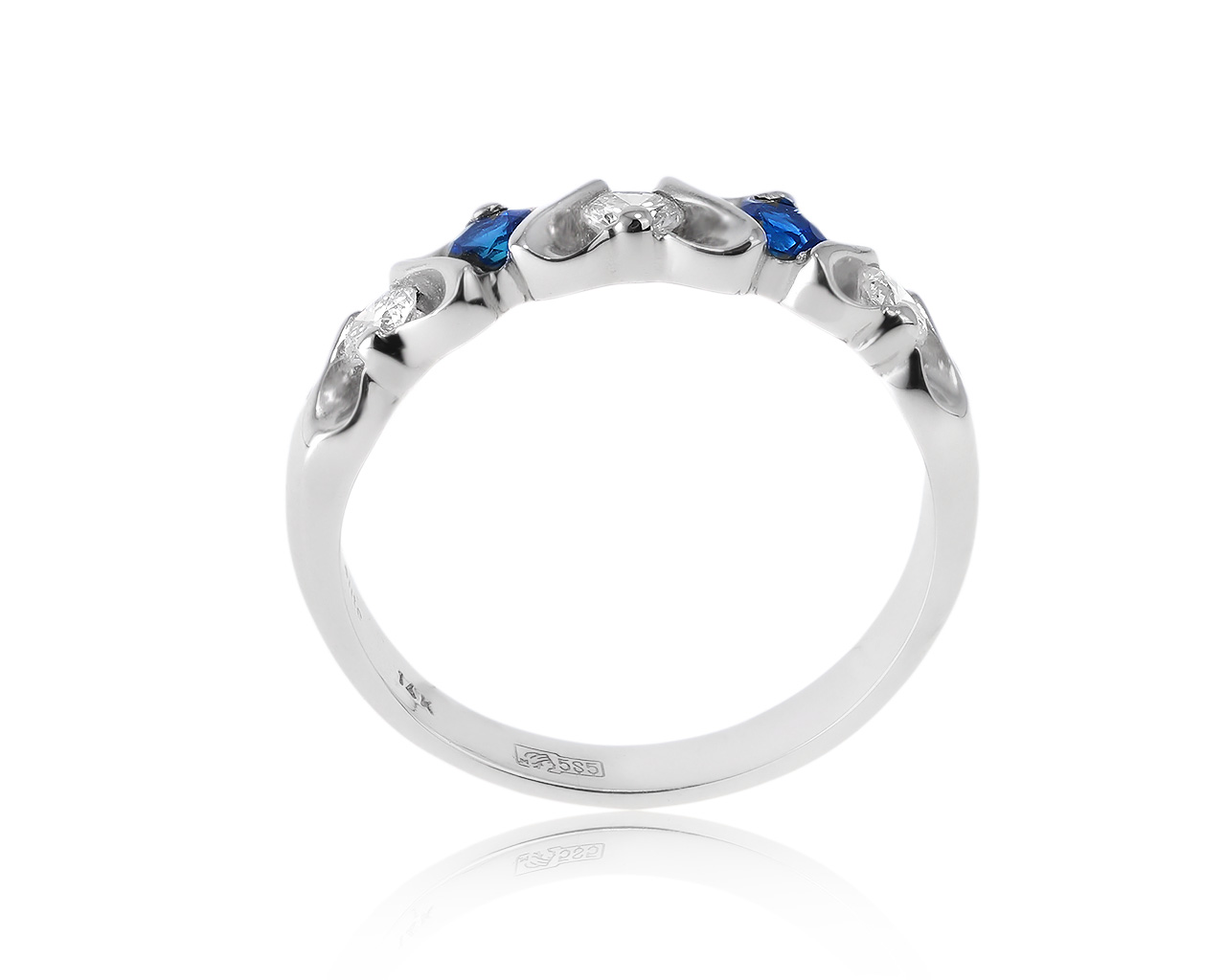 Красивое золотое кольцо c сапфирами 0.25ct 300920/14