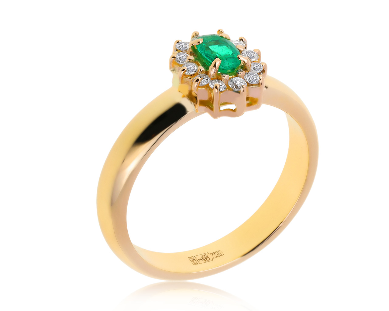 Престижное золотое кольцо с изумрудом 0.13ct 261020/4