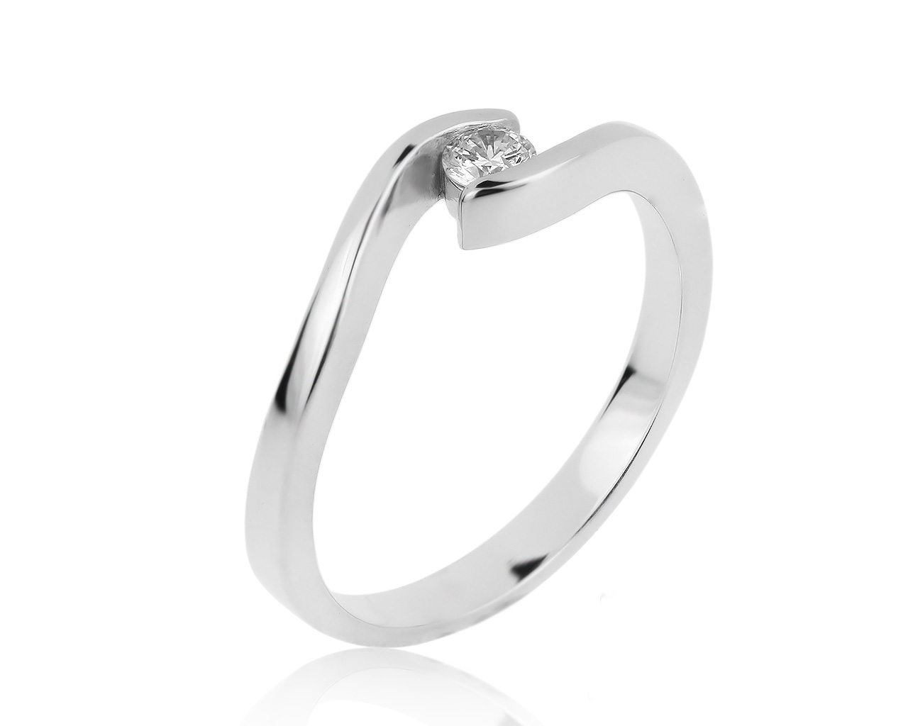 Оригинальное золотое кольцо с бриллиантом 0.10ct ЭПЛ Якутские бриллианты 220720/16