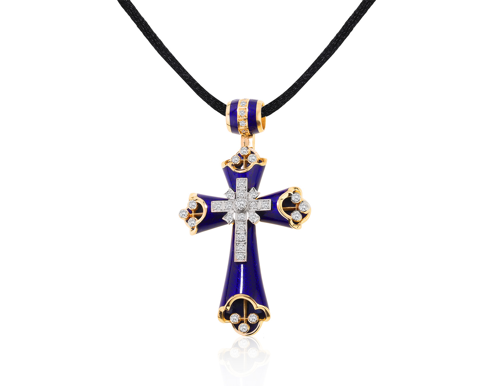 Золотой крест с эмалями и бриллиантами 1.10ct 190122/5