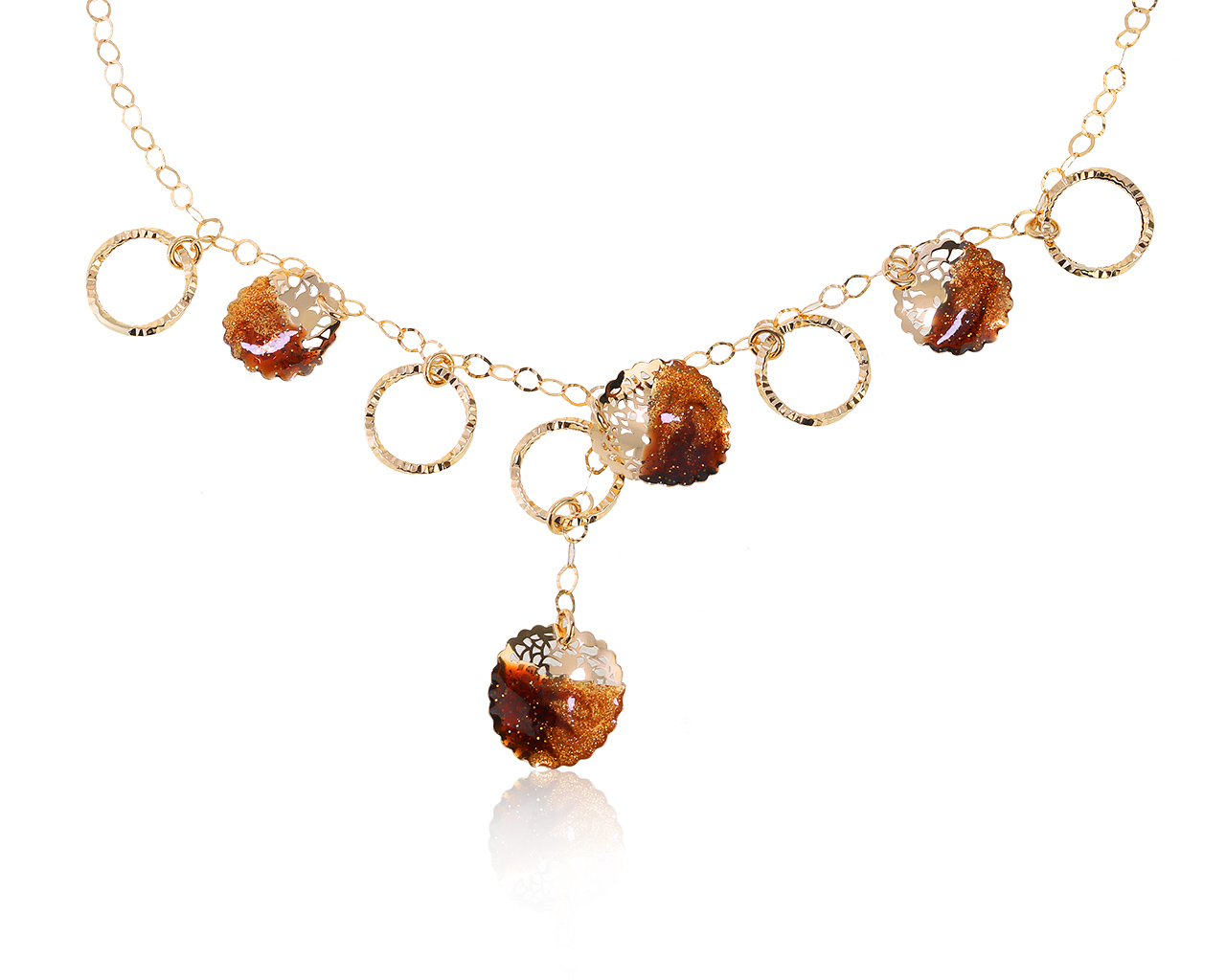 Оригинальное золотое колье с эмалью Rasasi D'Ore 080421/4