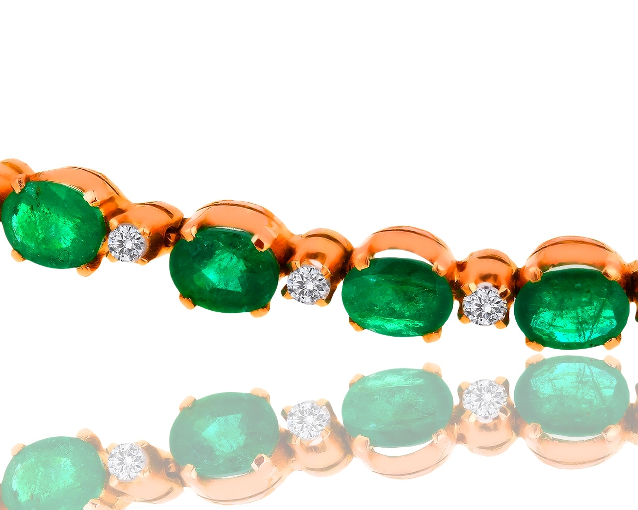 Золотой браслет с бриллиантами 0.75ct и изумрудами 7.20ct