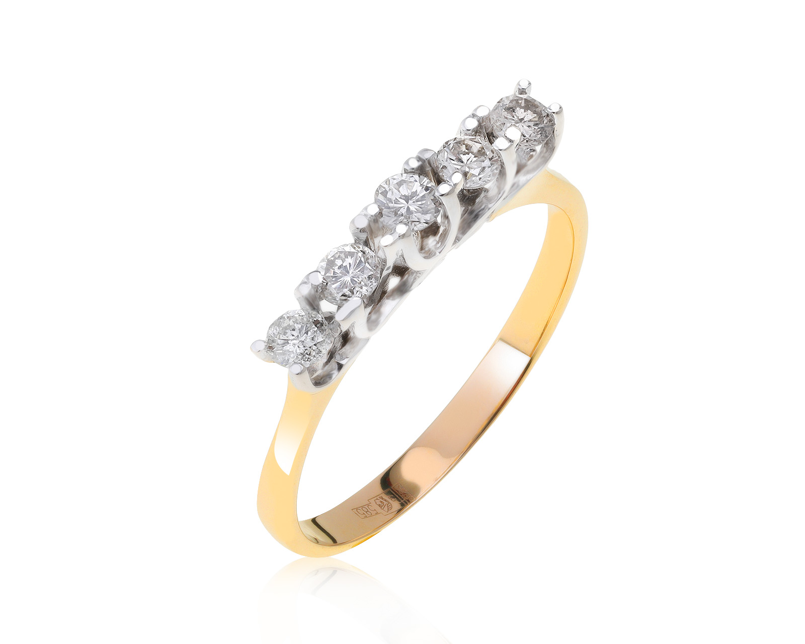 Чарующее золотое кольцо с бриллиантами 0.36ct