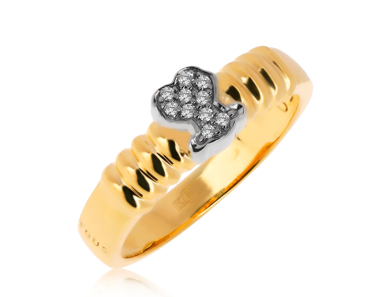 Оригинальное золотое кольцо с бриллиантами 0.05ct Tous