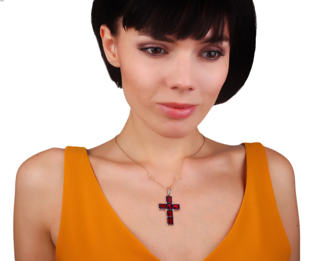 Итальянская золотая подвеска с бриллиантами и гранатами