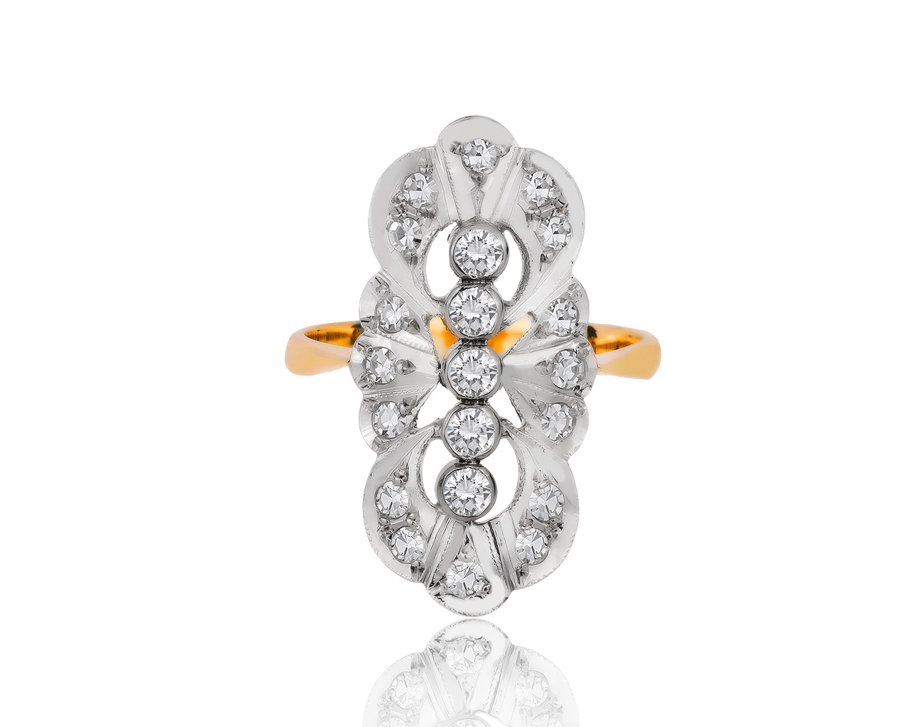 Винтажное золотое кольцо с бриллиантами 0.66ct