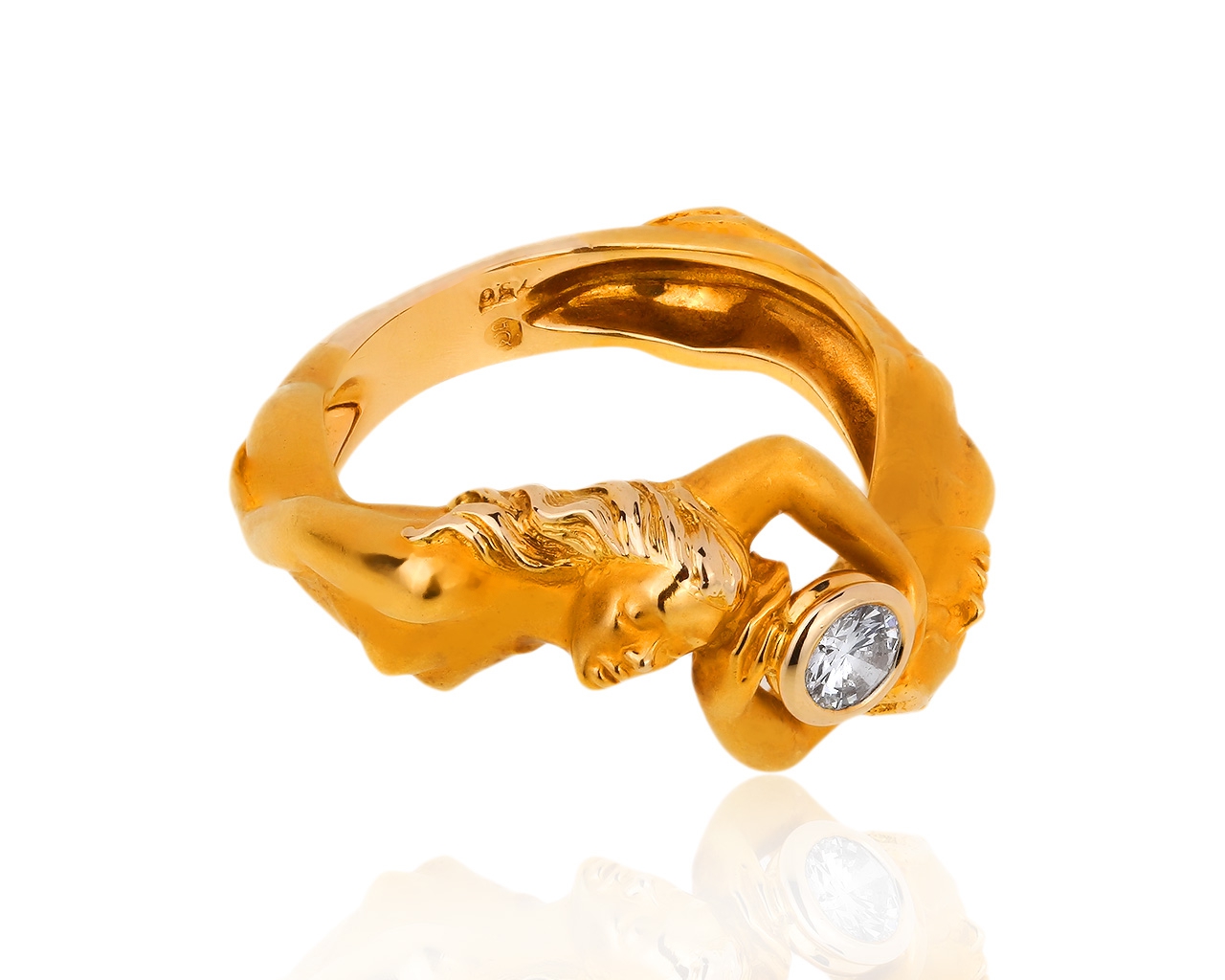Золотое кольцо с бриллиантом 0.18ct Carrera y Carrera