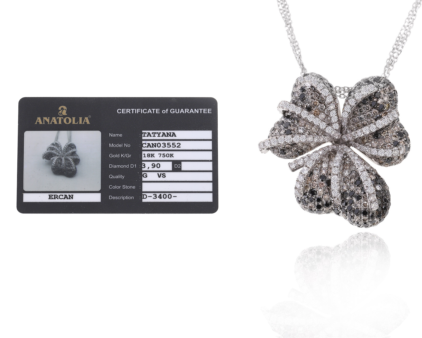 Оригинальный золотой кулон с бриллиантами 3.90ct Anatolia