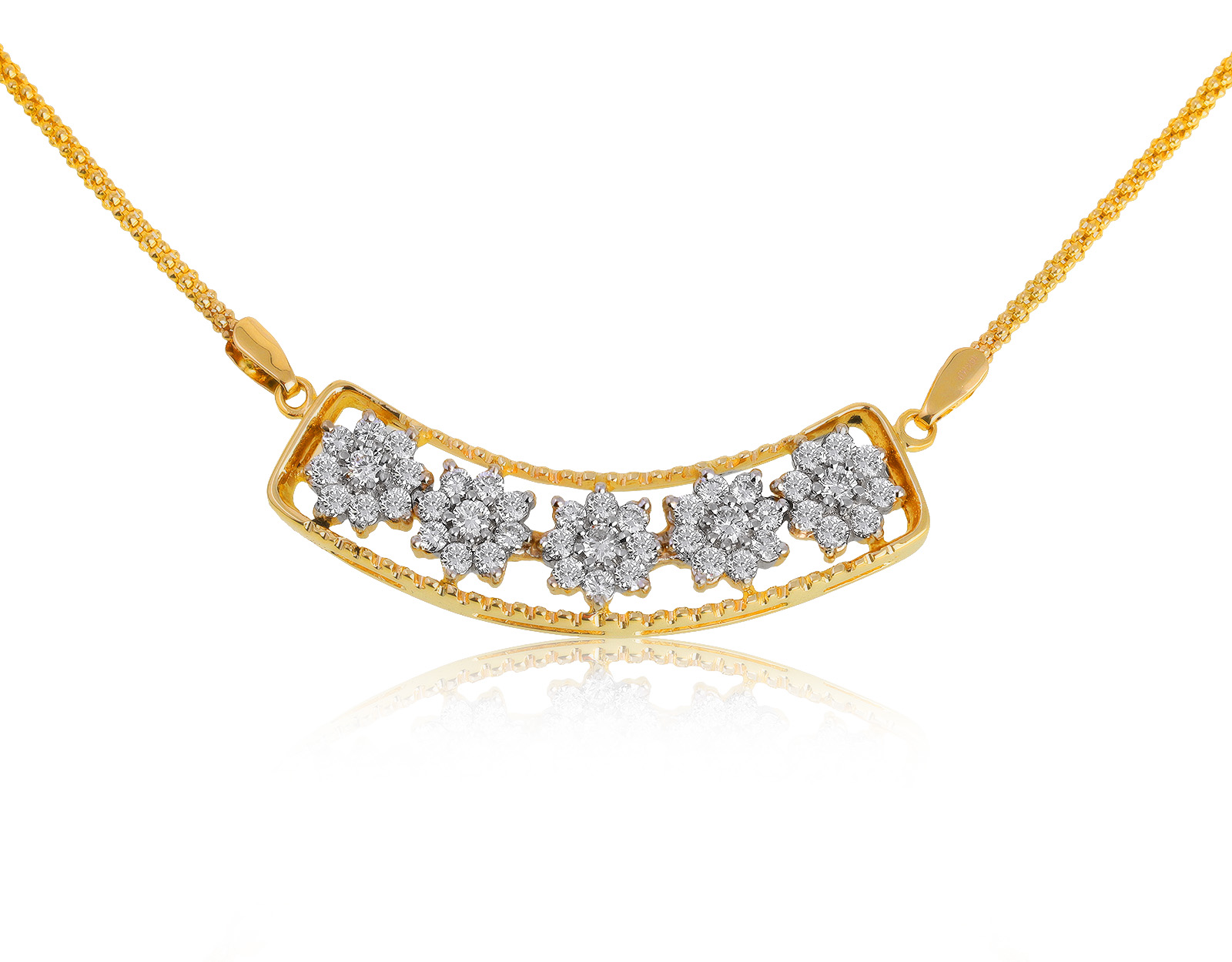 Изысканное золотое колье с бриллиантами 1.63ct