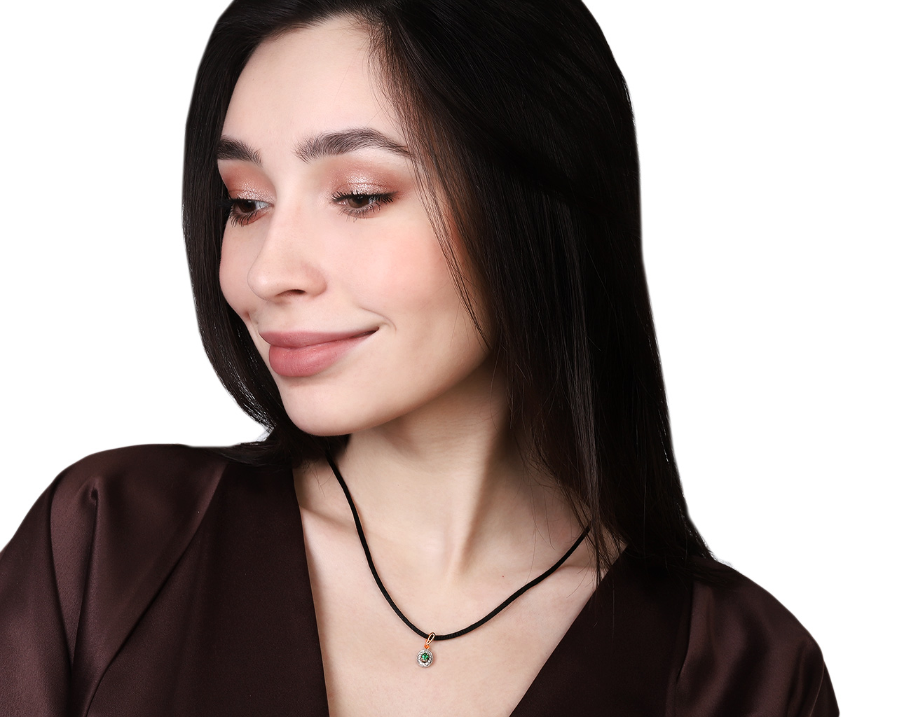 Эстетичный золотой кулон с изумрудом 0.11ct