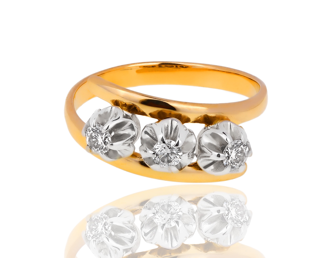 Классическое золотое кольцо с бриллиантами 0.27ct 190618/2
