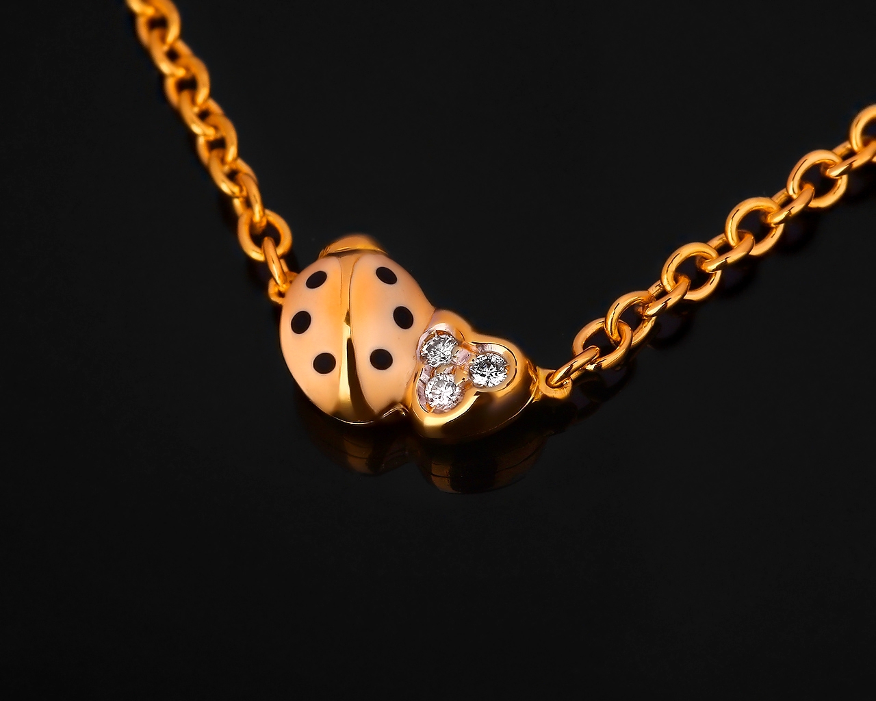 Модное золотое колье Aaron Basha Ladybug Chain 091017/5