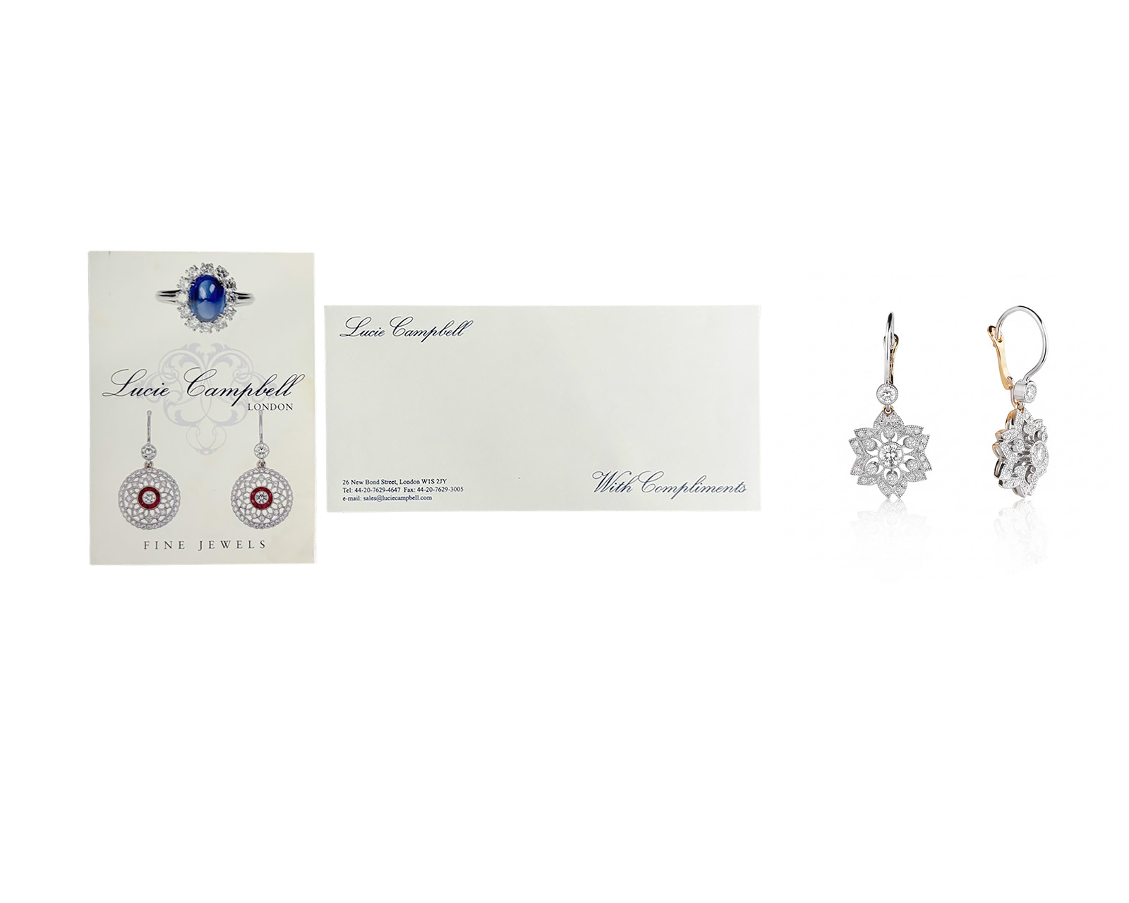 Оригинальные золотые серьги с бриллиантами 0.72ct Lucie Campbell London