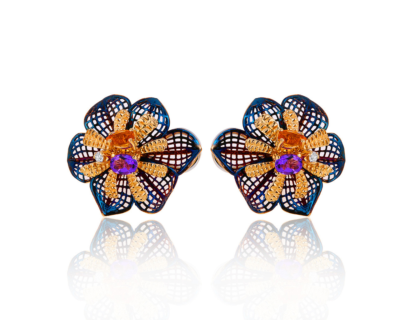 Оригинальные золотые серьги с цитринами 0.32ct Roberto Bravo 190120/4