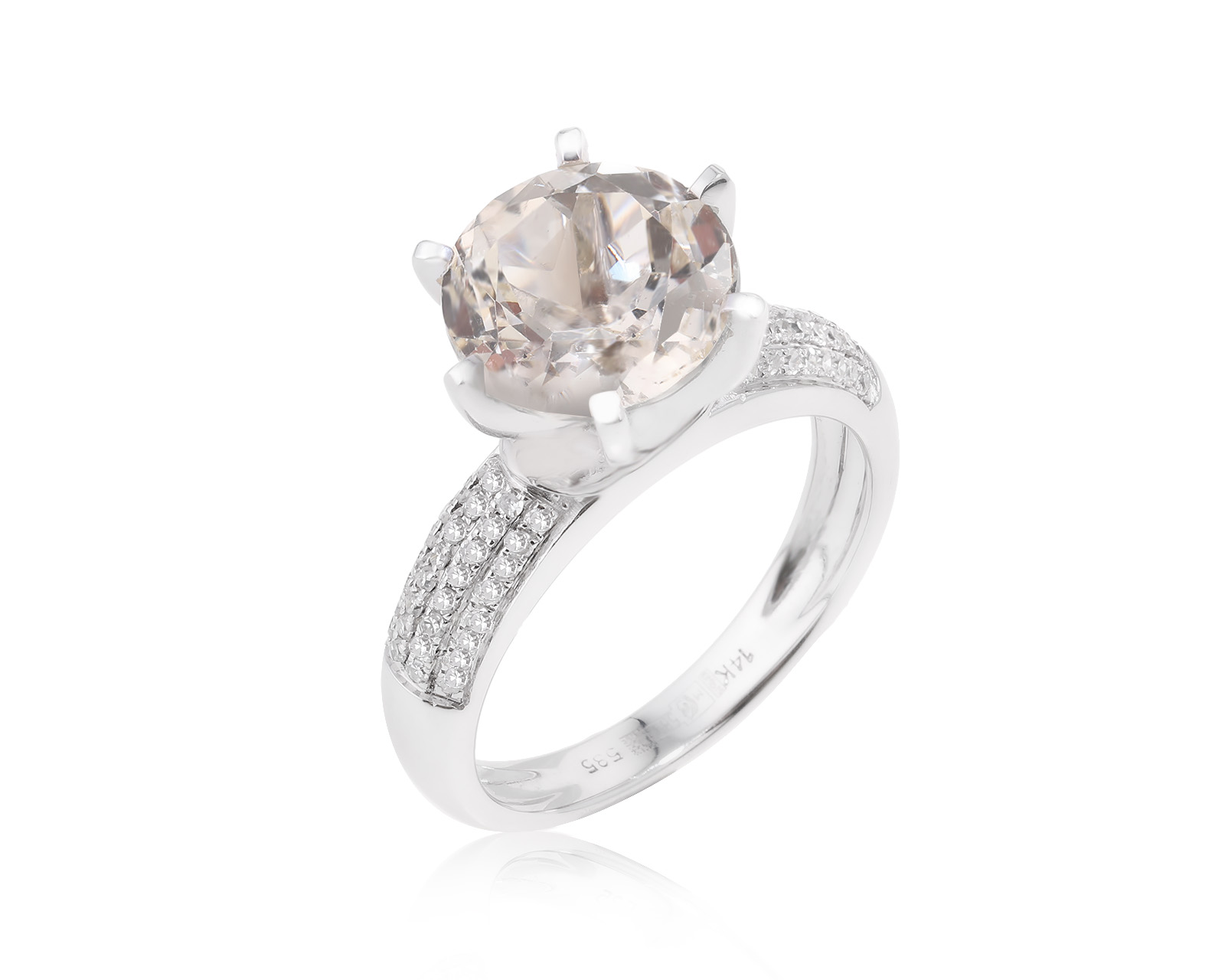 Золотое кольцо с топазом 4.00ct и бриллиантами 0.25ct