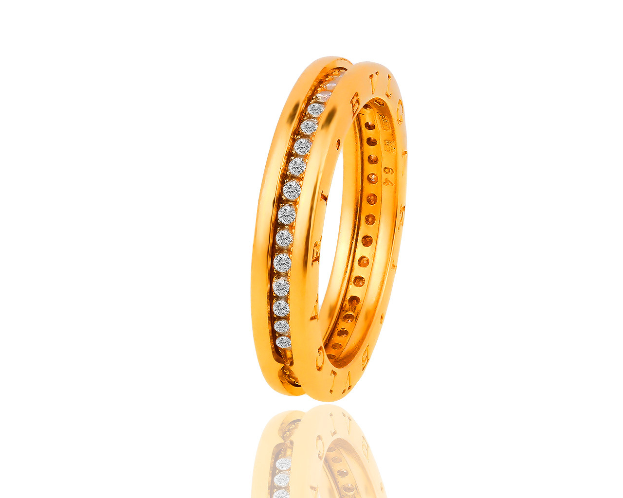 Оригинальное золотое кольцо с бриллиантами 0.62ct Bvlgari B.Zero 1