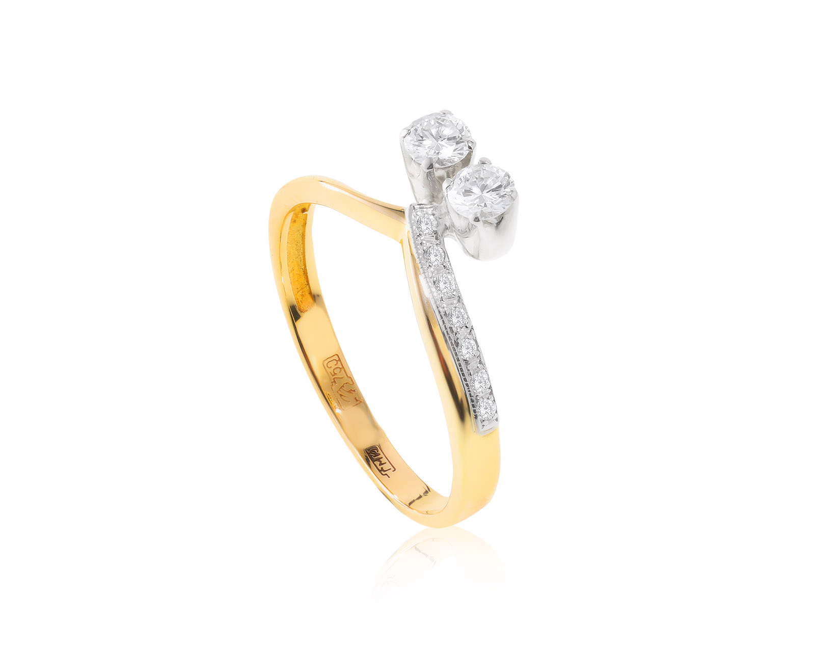 Модное золотое кольцо с бриллиантами 0.34ct