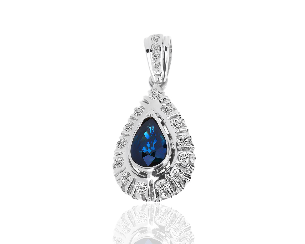 Золотая подвеска с сапфиром 1.85ct и бриллиантами 0.60ct