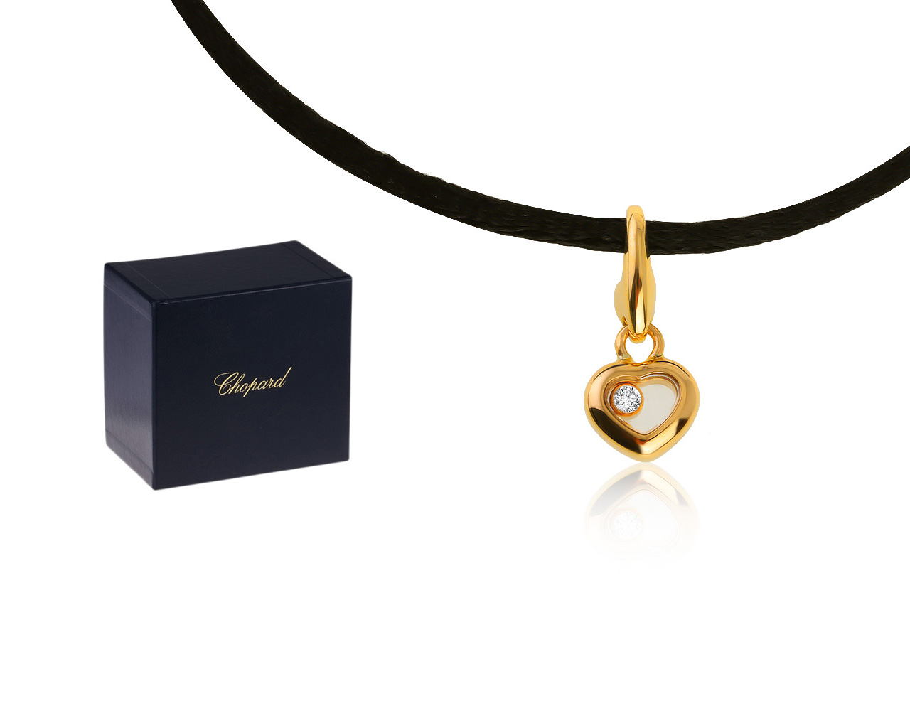 Оригинальный золотой кулон с бриллиантом 0.05ct Chopard Happy Diamonds