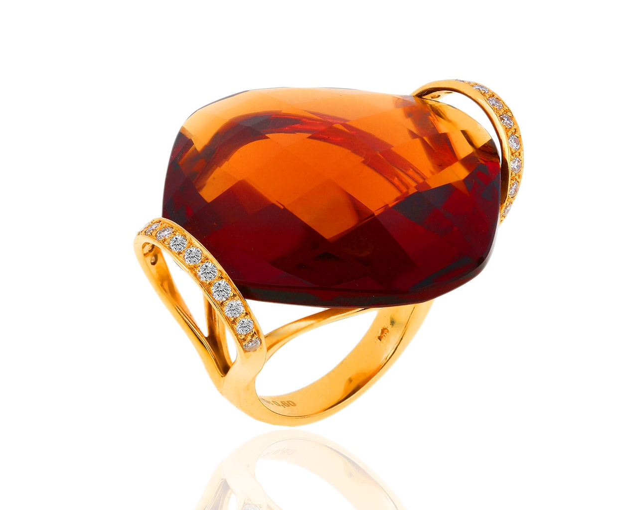 Золотое кольцо с цитрином и бриллиантами 0.60ct Zen 261218/4