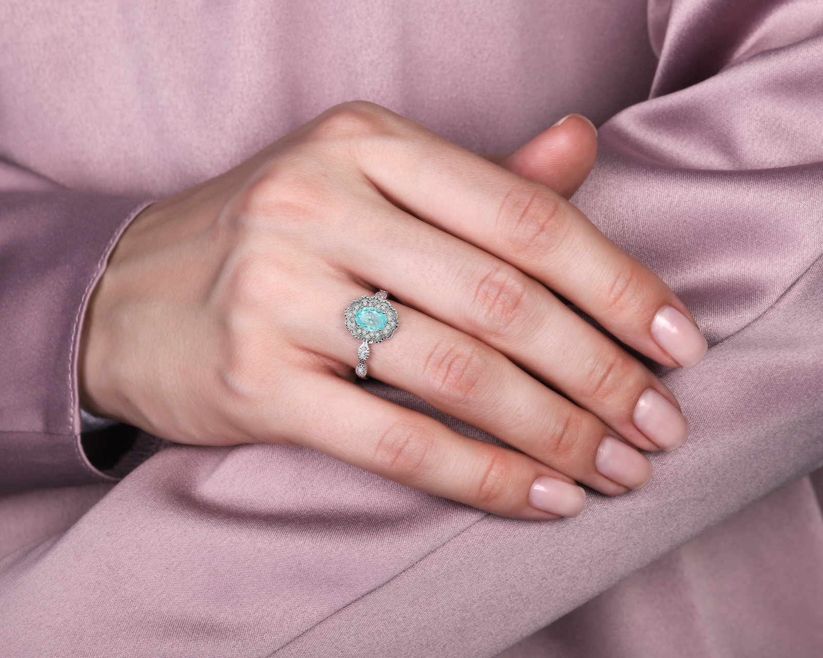 Золотое кольцо с турмалином параиба Мозамбик 0.96ct Evgeny Matveev