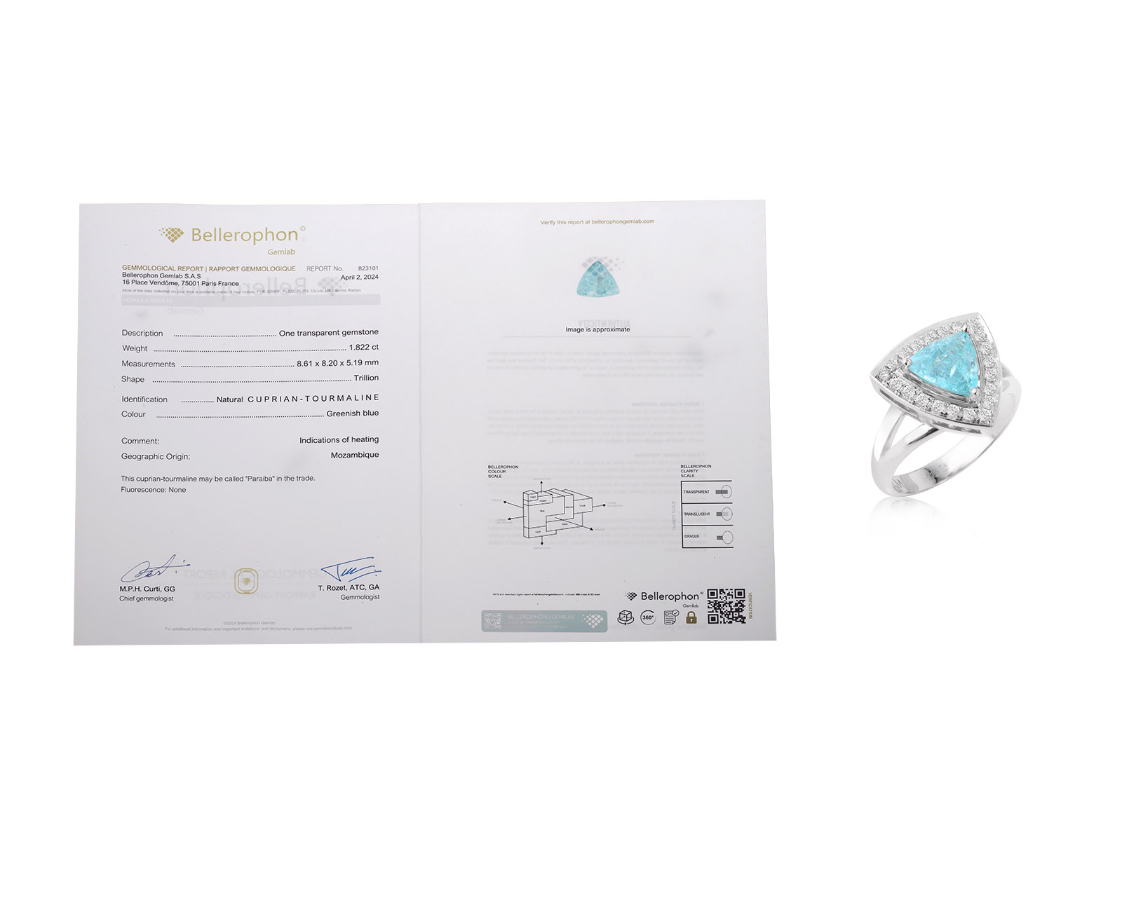 Золотое кольцо с турмалином параиба 1.82ct Evgeny Matveev