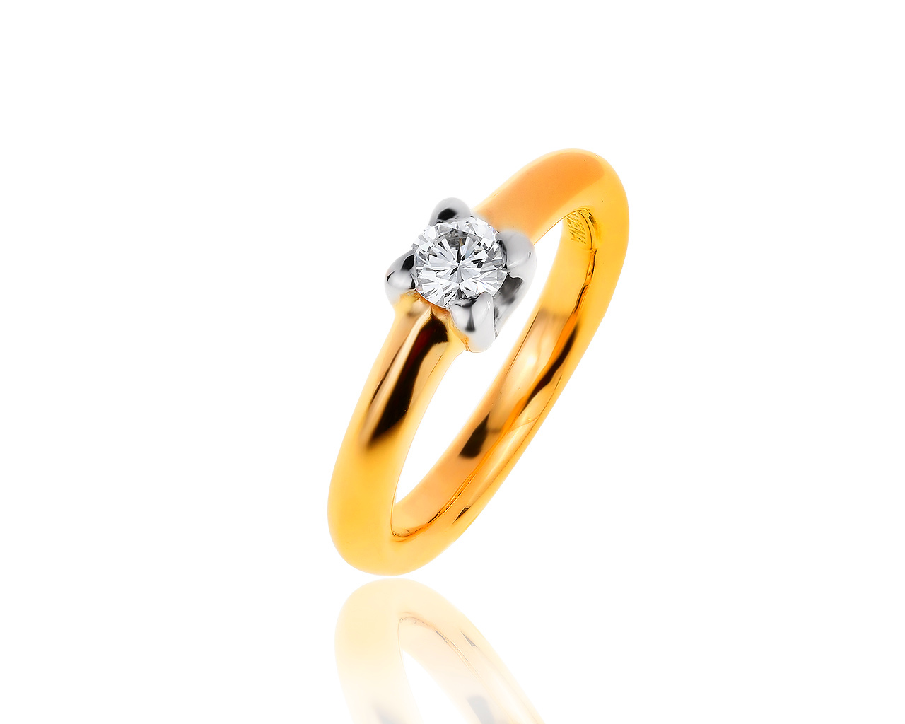 Стильное золотое кольцо с бриллиантом 0.34ct 160419/1