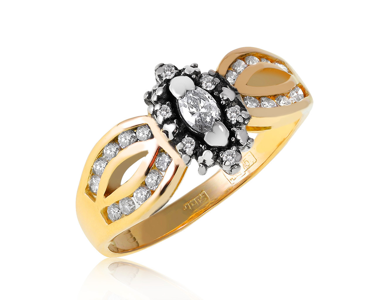 Винтажное золотое кольцо с бриллиантами 0.55ct СССР