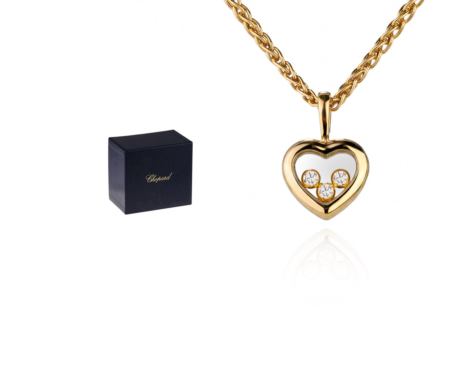 Оригинальный золотой кулон с бриллиантами 0.17ct Chopard Happy Diamonds