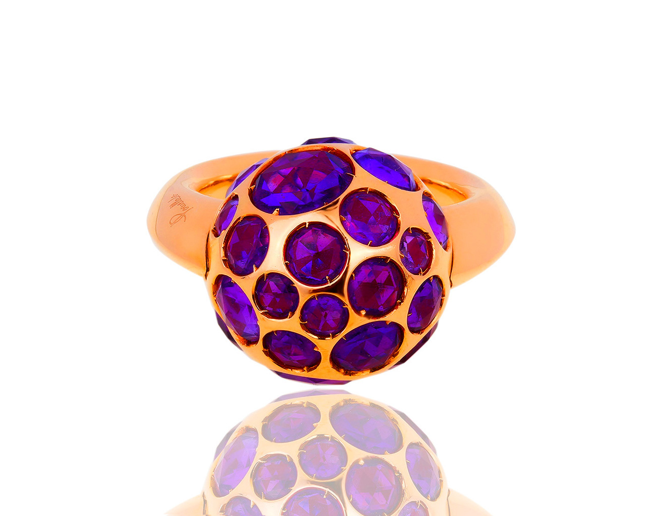 Оригинальное золотое кольцо с аметистами Pomellato Harem 070319/11