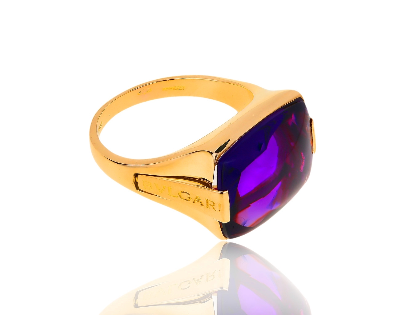 Модное золотое кольцо с аметистом Bvlgari Metropolis 061218/10