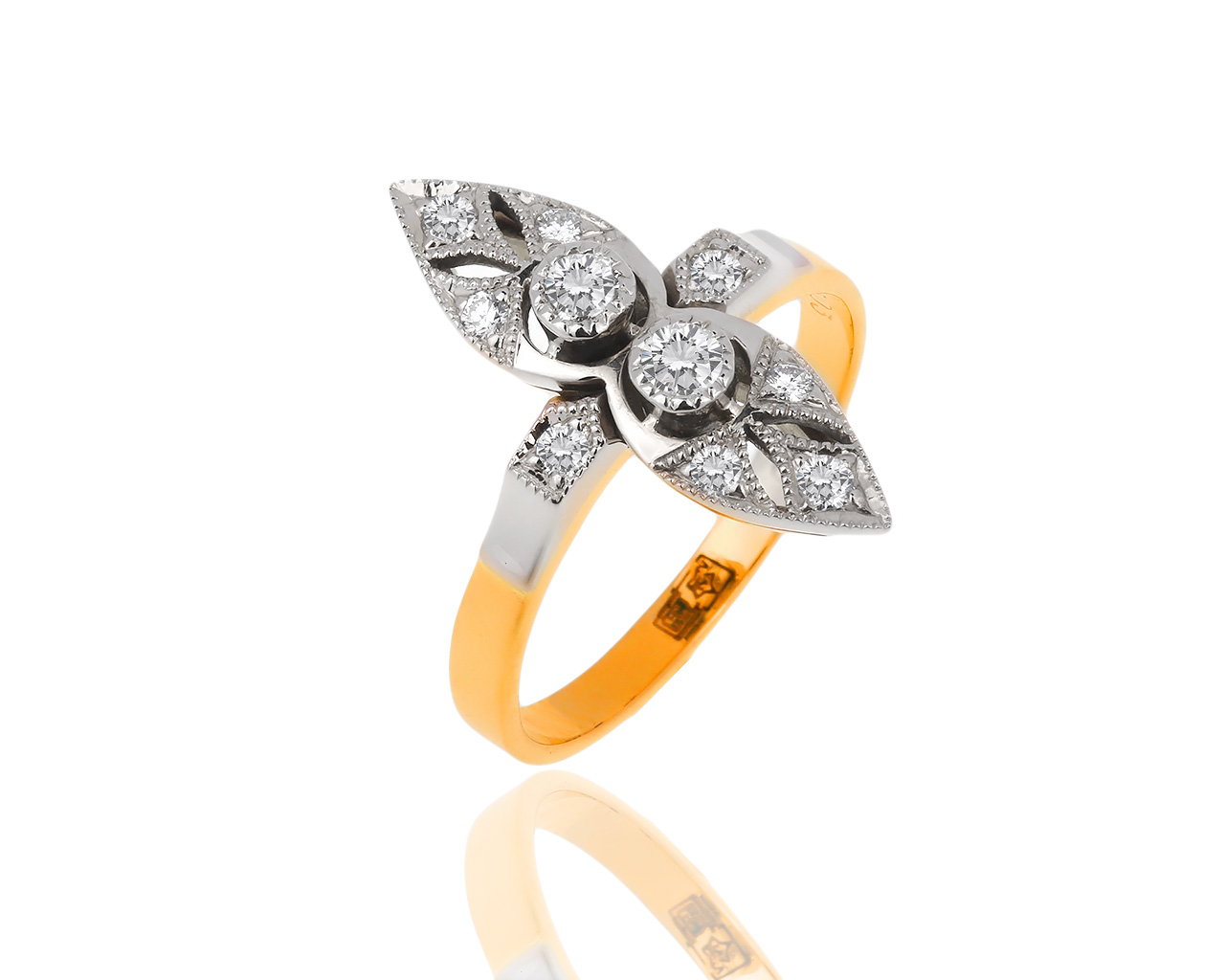 Советское золотое кольцо с бриллиантами 0.33ct 220318/1