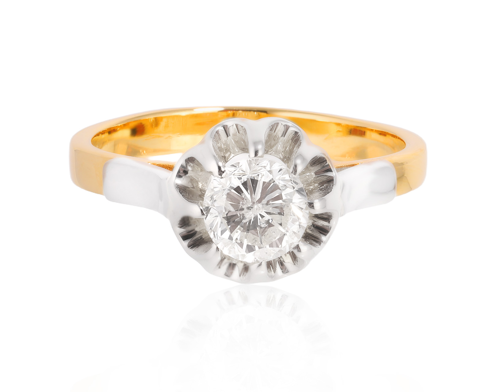 Золотое кольцо с бриллиантом 0.75ct