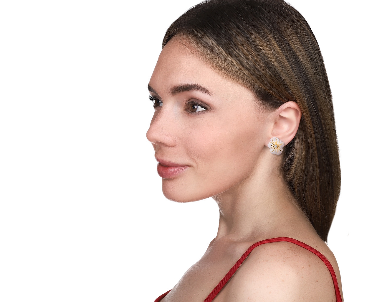 Женственные золотые серьги с бриллиантами 0.10ct