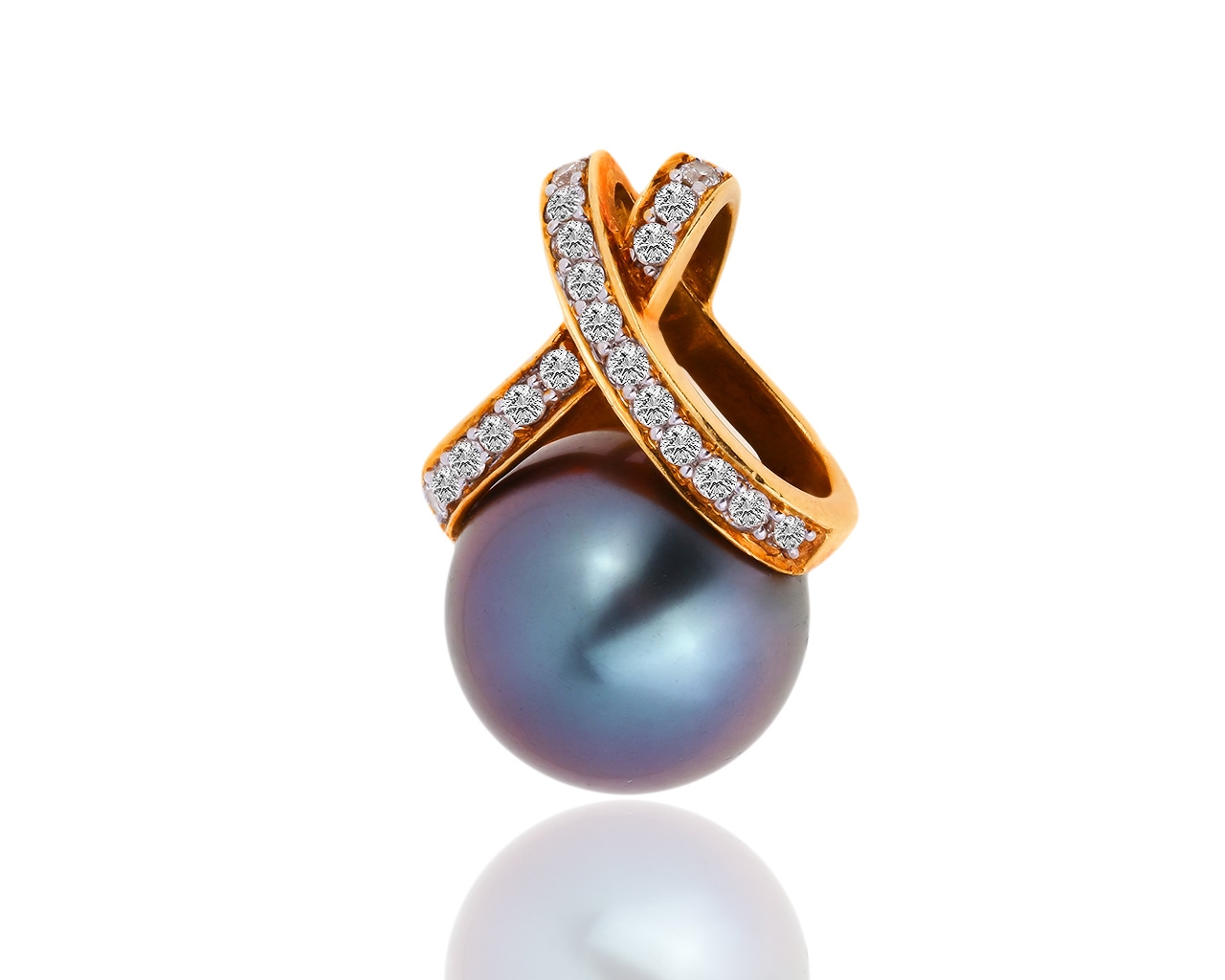 Золотая подвеска с жемчугом и бриллиантами 0.23ct 121218/21