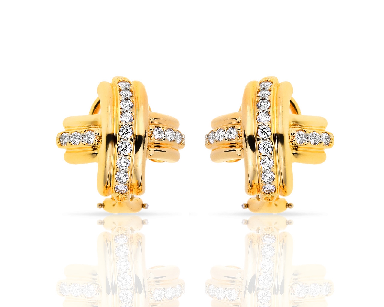Золотые серьги с бриллиантами 0.63ct Tiffany&Co Signature X 090618/2